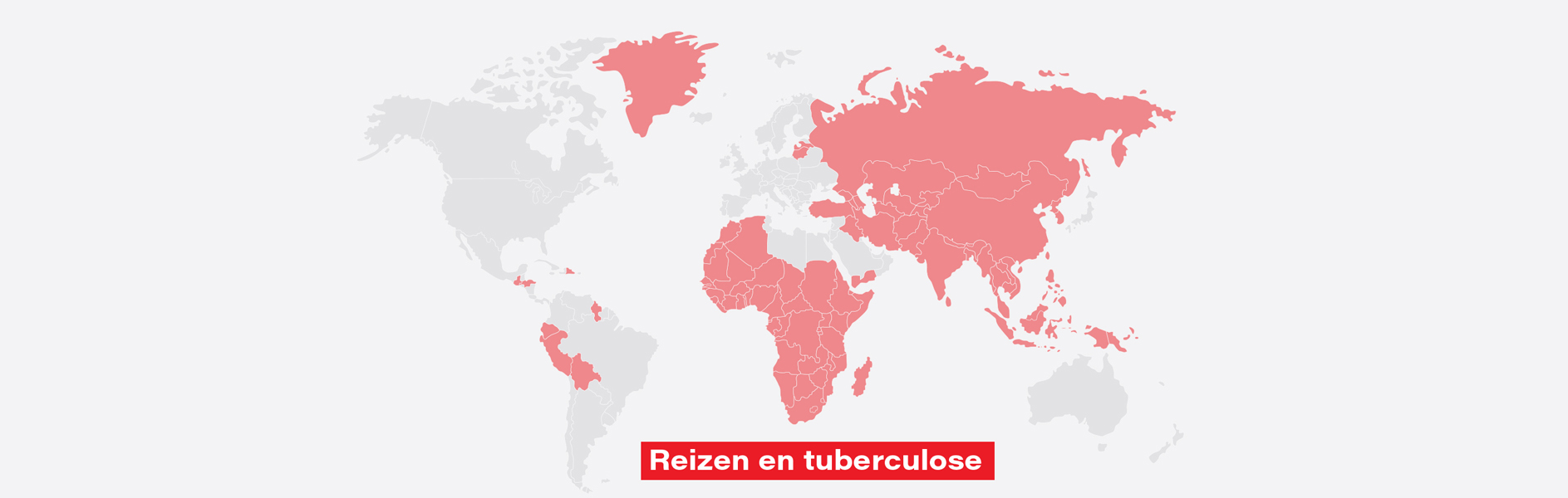 wereldkaart met landen waar tuberculose veel voorkomt